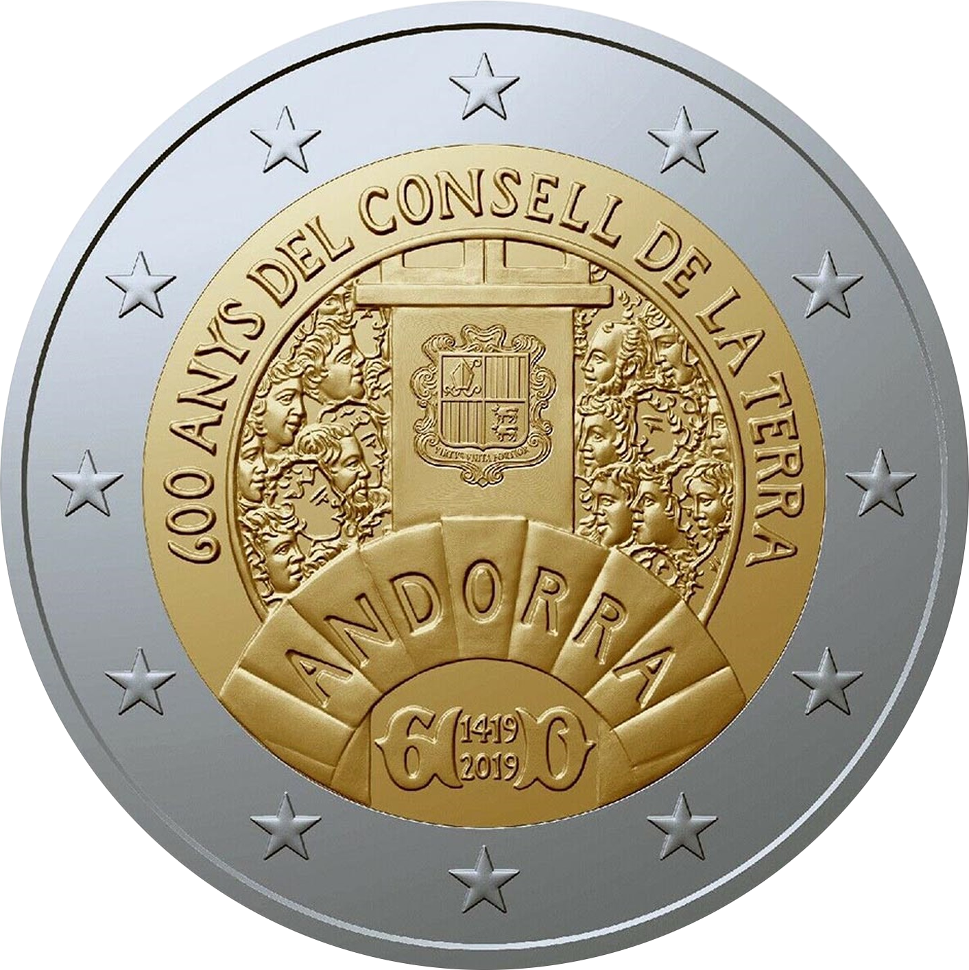 2 Euro Andorra 2019 600. Jahrestag des Consell de la Terra