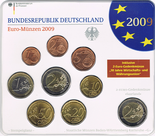 2 Euro Deutschland 2009 KMS Deutschland 2009 ST A,D,F,G,J
