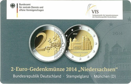 2 Euro Deutschland 2014 Niedersachsen: Kirche St.Michael Hildesheim D - Numismata München