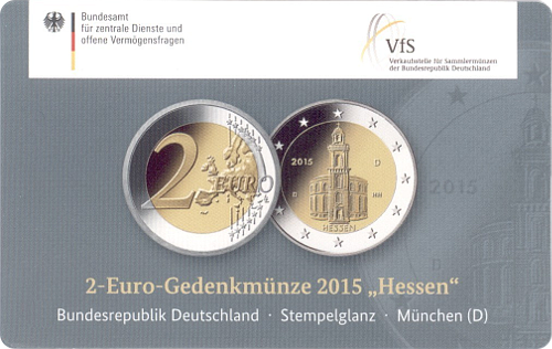 2 Euro Deutschland 2015 Hessen: Paulskirche Frankfurt D - Numismata München