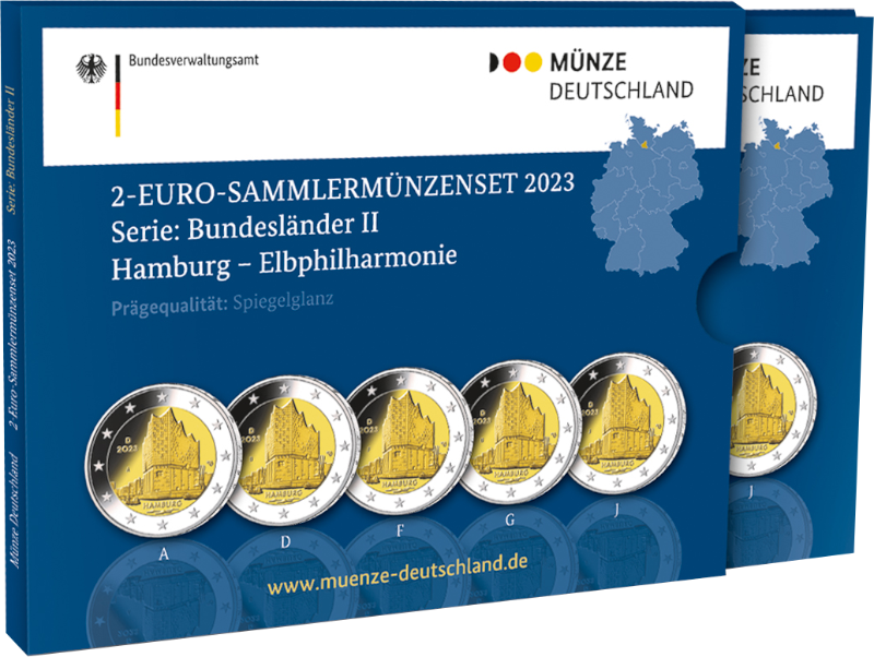 2 Euro Deutschland 2023 2 Euro Set Karl der Große SP A,D,F,G,J