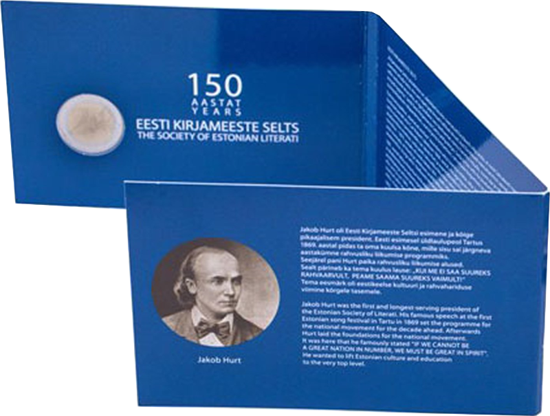 2 Euro Estland 2022 150. Jahrestag der Gründung der Gesellschaft der Estnischen Literaten