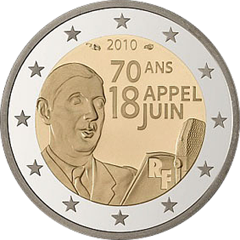 2 Euro Frankreich 2010 70.Jahrestag des Appells vom 18.Juni