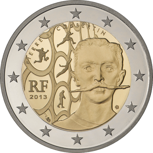 2 Euro Frankreich 2013 150.Geburtstag von Pierre de Coubertin