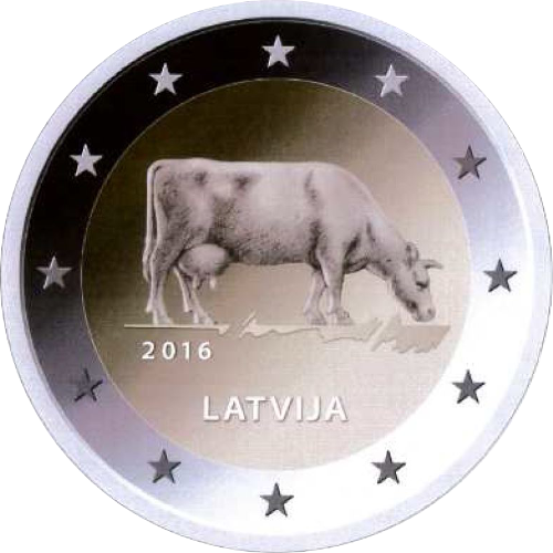 2 Euro Lettland 2016 Milchwirtschaft Lettlands