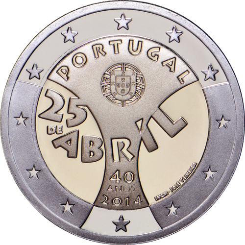 2 Euro Portugal 2014 40.Jahrestag der Nelkenrevolution