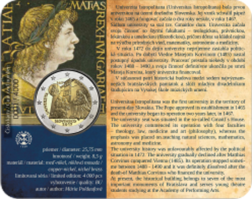 2 Euro Slowakei 2017 550 Jahre Tätigkeit an der Academia Istropolitana