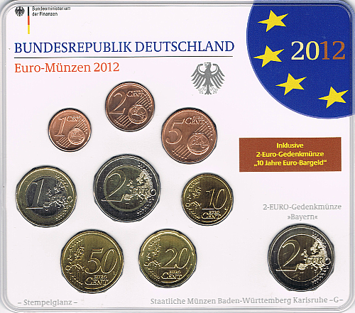 2 Euro Deutschland 2012 KMS Deutschland 2012 ST A,D,F,G,J