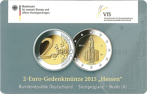 2 Euro Deutschland 2015 Hessen: Paulskirche Frankfurt A - World Money Fair Berlin